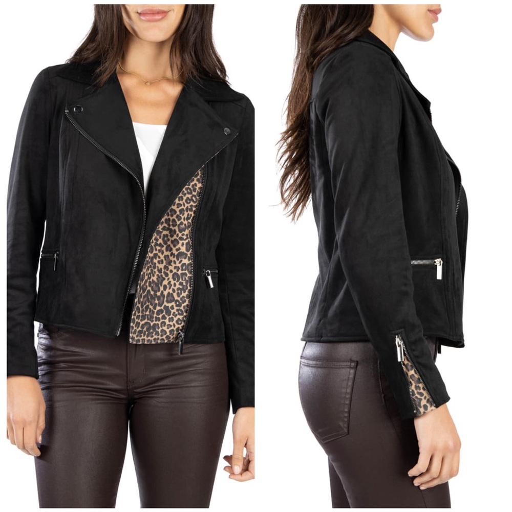 Kut From The Kloth Jayden Leopard Print Faux Suede Moto Jacket Size Small